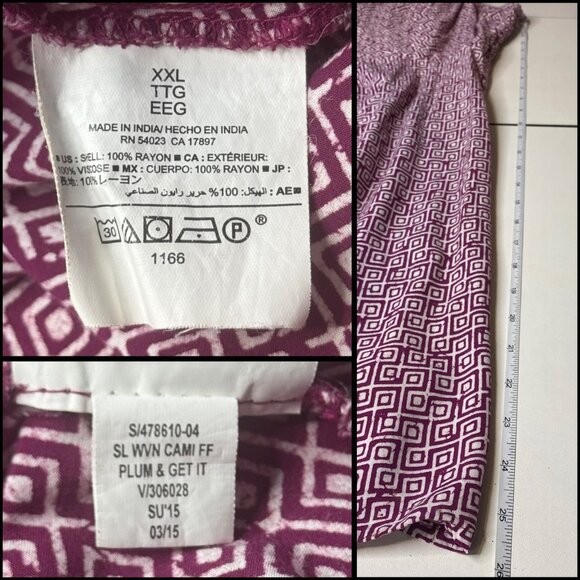 Old Navy Purple White Sleeveless Geometric Print Smocked Stretch Dress Size XXL - Picture 7 of 7